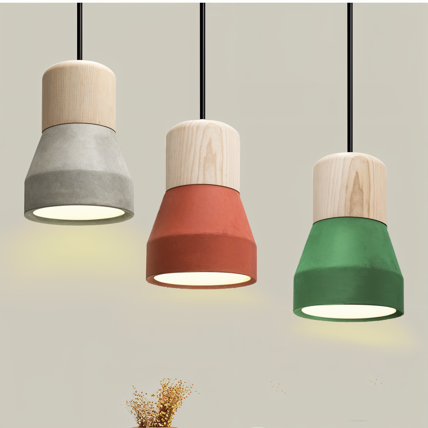 MixTint Pendelleuchte Beton Mit Holz – Urbane Eleganz Für Gemütliche Räume 1