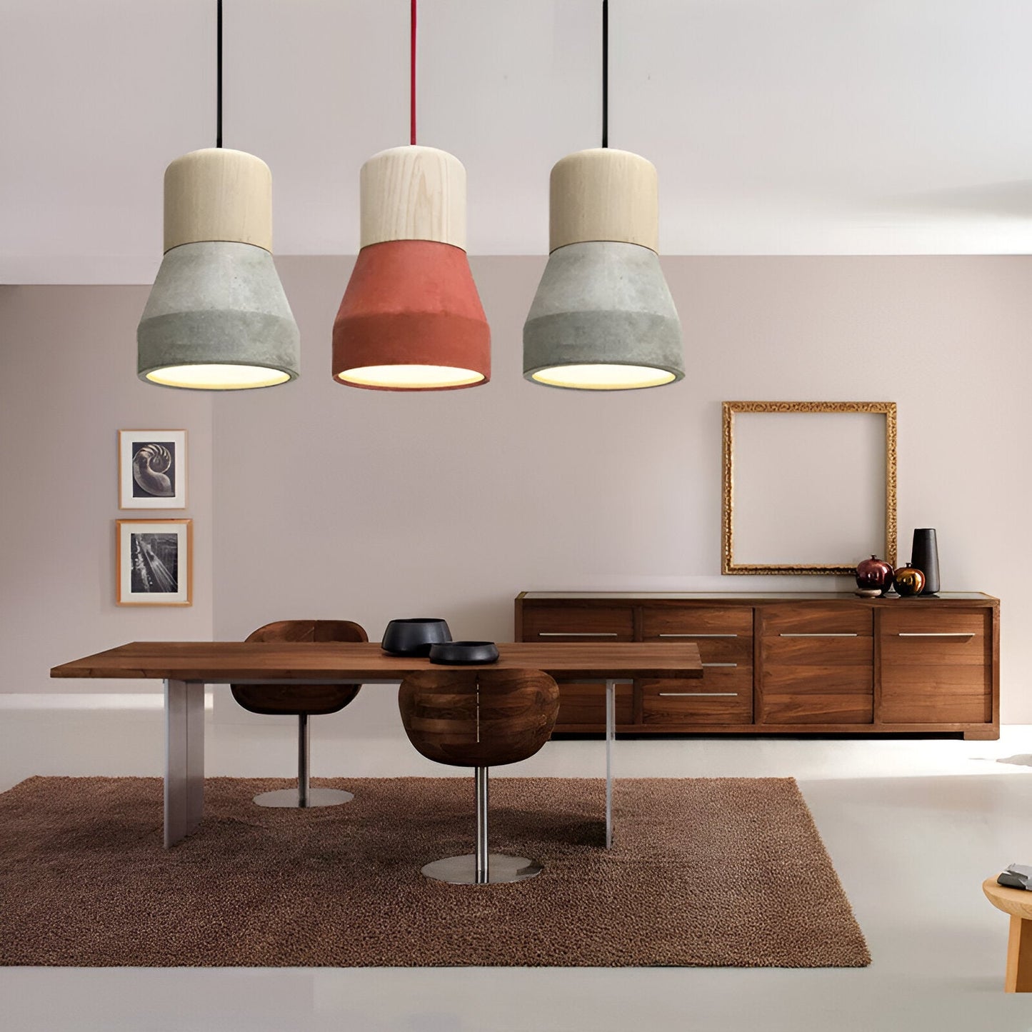 MixTint Pendelleuchte Beton Mit Holz – Urbane Eleganz Für Gemütliche Räume 2