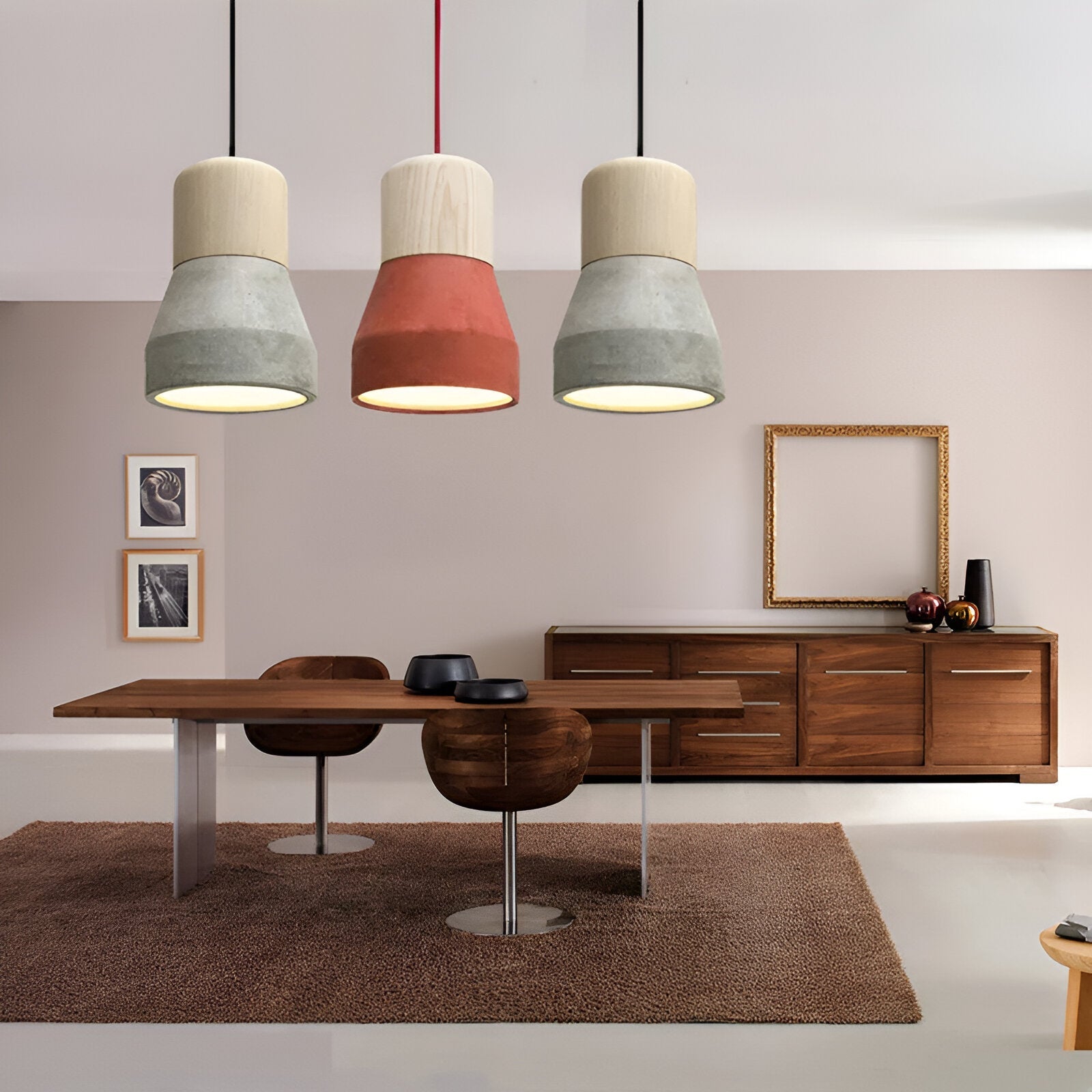 MixTint Pendelleuchte Beton Mit Holz – Urbane Eleganz Für Gemütliche Räume 2