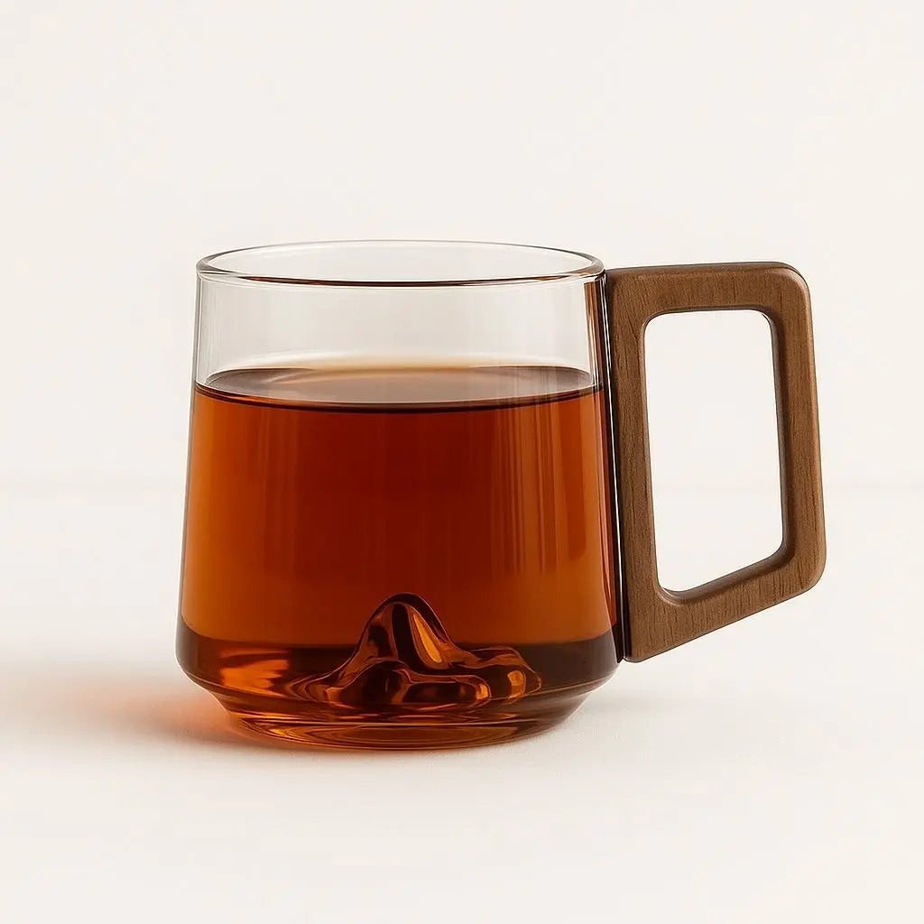 Noah Hitzebeständiger Becher Aus Borosilikatglas – Stilvolles Design Mit Holzgriff 0