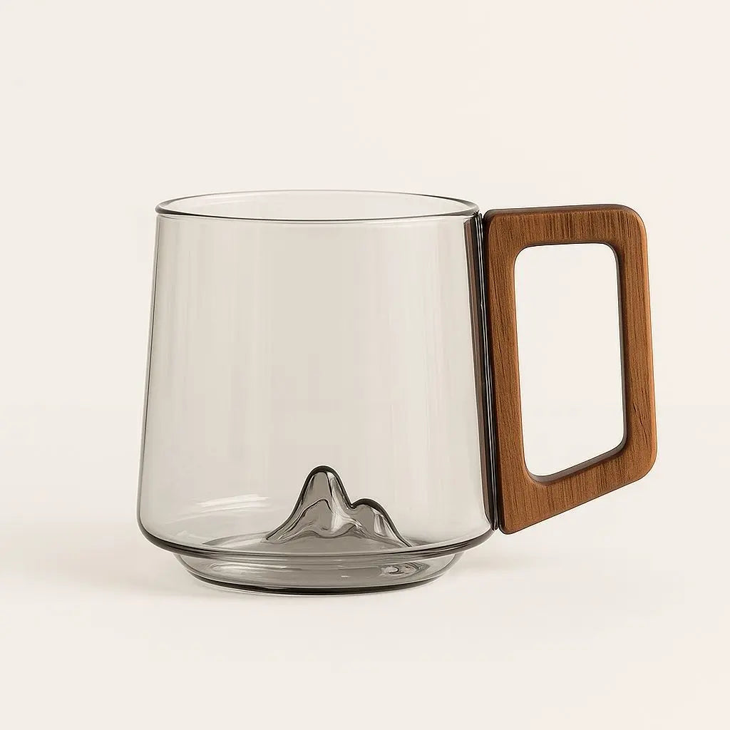 Noah Hitzebeständiger Becher Aus Borosilikatglas – Stilvolles Design Mit Holzgriff 1