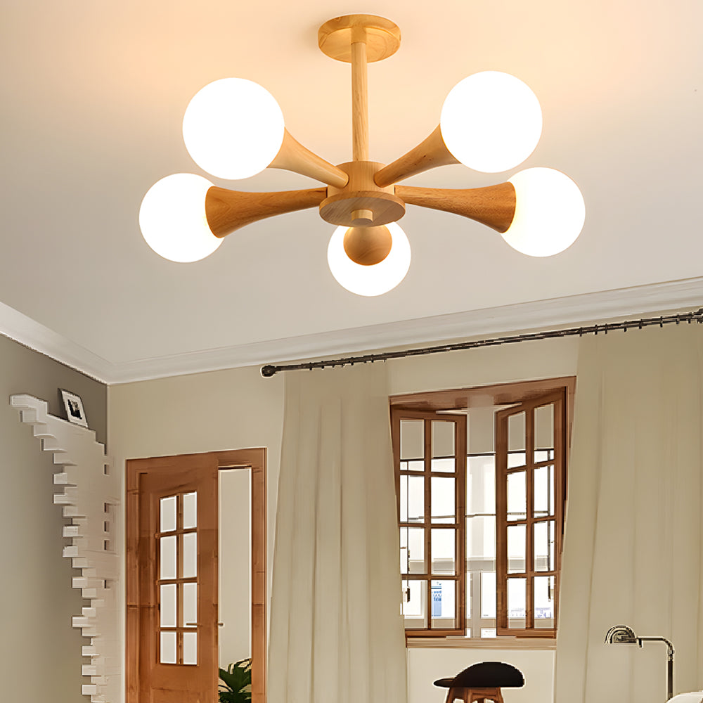 NordicGlow Kronleuchter Holz und Glas – Skandinavische Eleganz für Ihr Zuhause 4