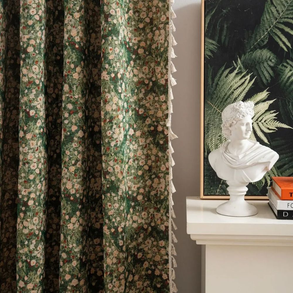 Noveau Ditsy Blumenvorhang Mit Quasten – Vintage-Charme Für Ihr Zuhause 1