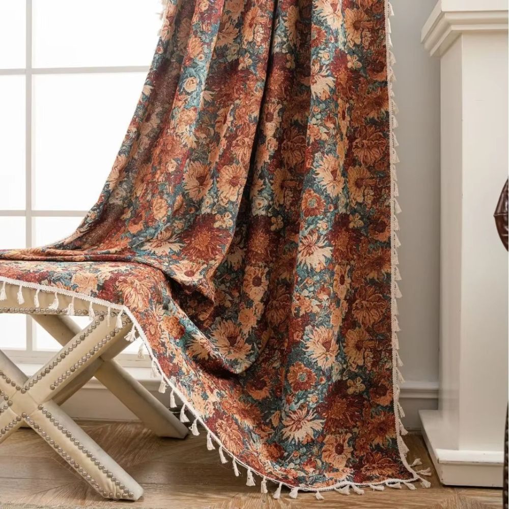 Noveau Ditsy Blumenvorhang Mit Quasten – Vintage-Charme Für Ihr Zuhause 4