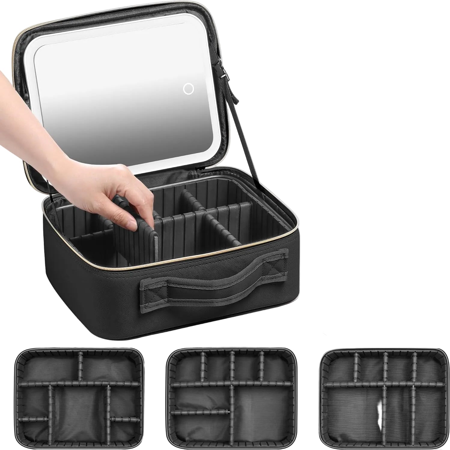 OKMYLF Reise-Make-up-Tasche Mit LED-Spiegel – Praktischer Organizer Für Perfektes Make-up 0