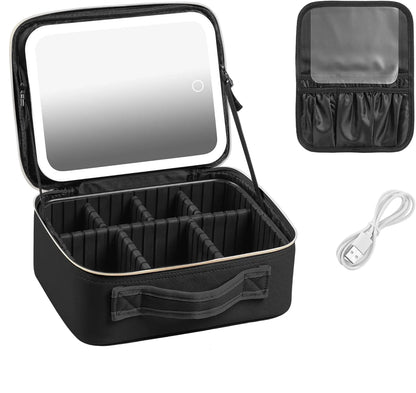 OKMYLF Reise-Make-up-Tasche Mit LED-Spiegel – Praktischer Organizer Für Perfektes Make-up 1