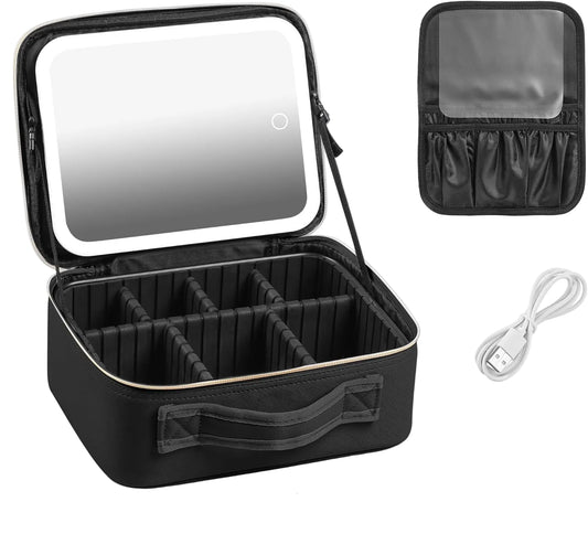 OKMYLF Reise-Make-up-Tasche Mit LED-Spiegel – Praktischer Organizer Für Perfektes Make-up 1