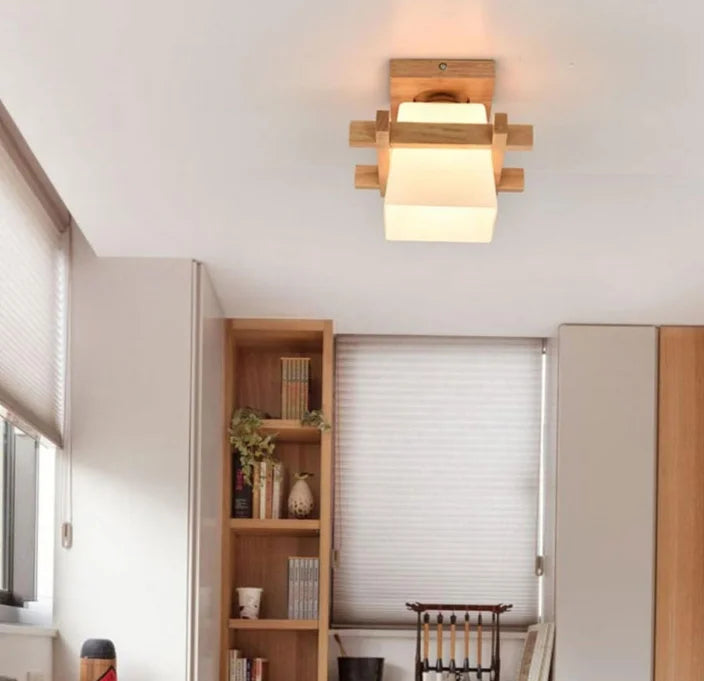 Personalisierte Holz Deckenleuchte – Elegantes Licht für Flur und Balkon 1