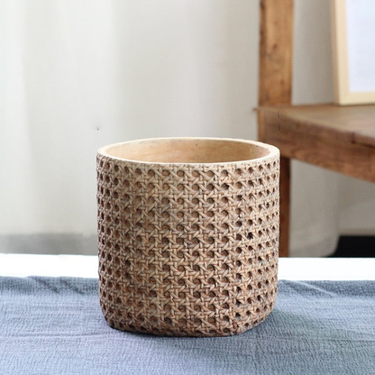Pflanzkübel Aus Zement Mit Rattanstruktur – Elegante Präsentation Für Ihre Pflanzen 8