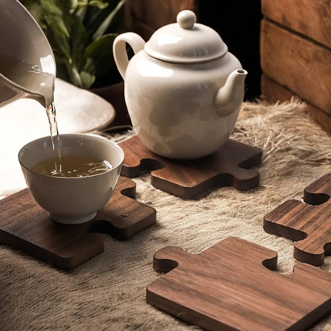 Puzzle-Tassenuntersetzer Aus Walnussholz – Kreativer Schutz Für Stilvolle Tische 4