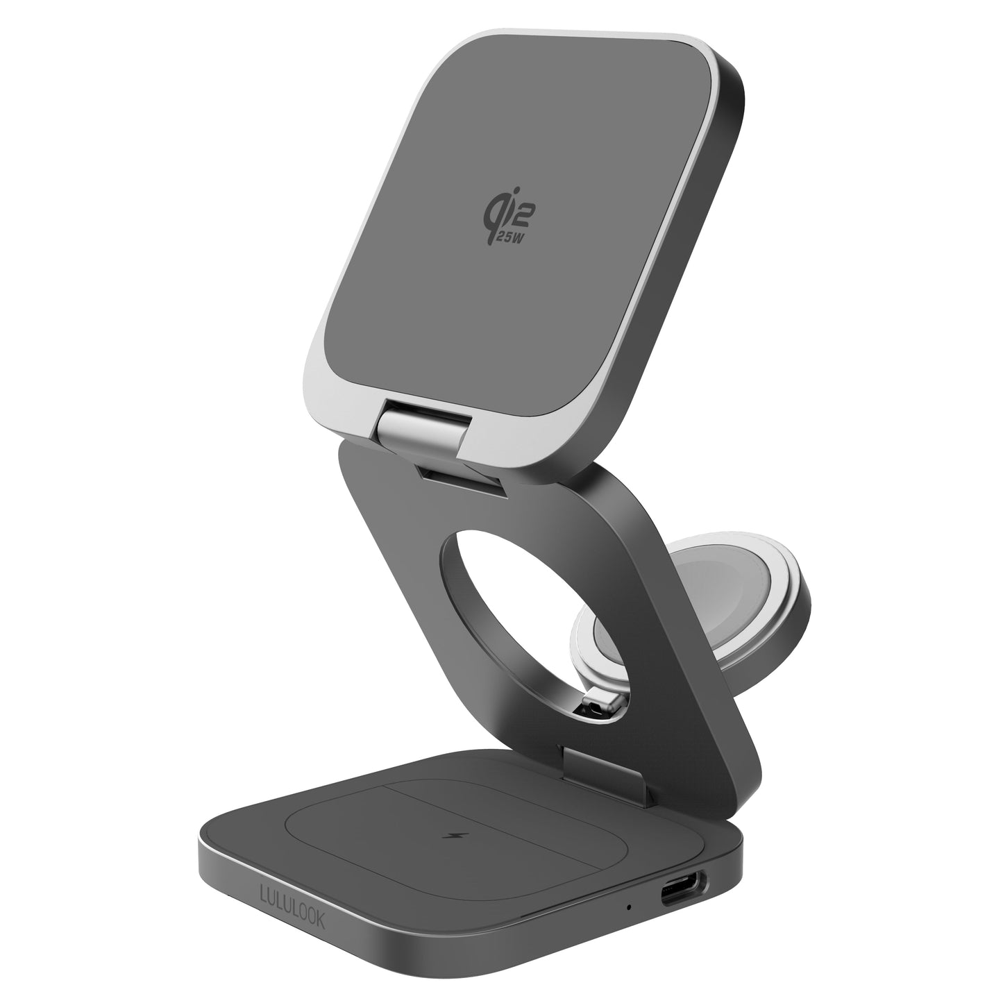 **Qi2.2 25W Aluminium 3-in-1 Ladestation – Schnelles Kabelloses Laden für Apple Geräte** 3