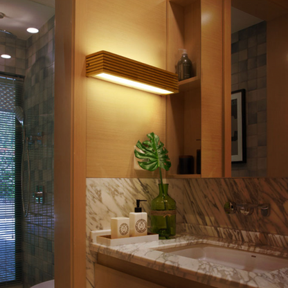 Rechteckige LED-Wandleuchte Aus Holz – Stilvolles Design Mit Warmer Atmosphäre 2