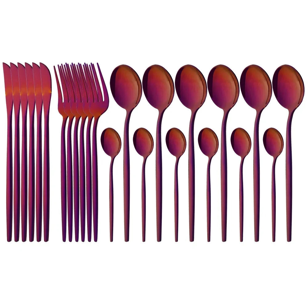 Rosa Edelstahl Besteckset – Elegantes Design Für Jedes Fest 24