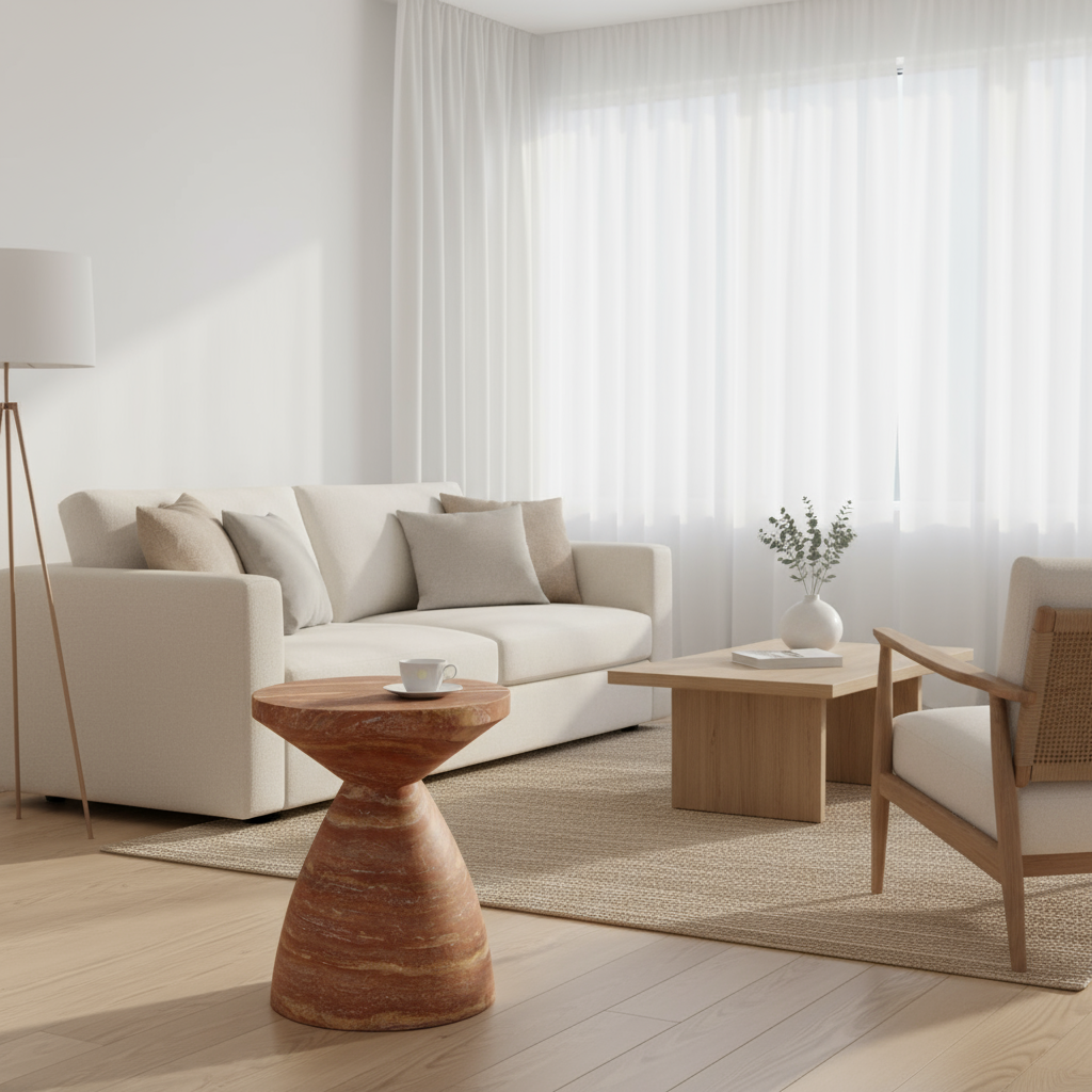 Roter Travertin Couchtisch Skandinavisches Design – Stilvolle Eleganz Für Ihr Zuhause 3