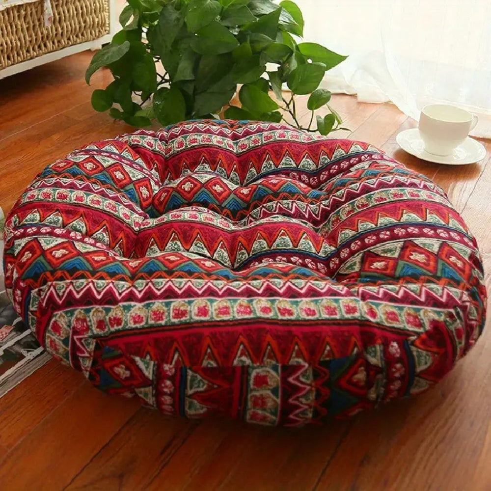 Rundes Boho-Kissen Mit Blumenmuster – Stilvolle Sitzgelegenheit Für Entspannung 4