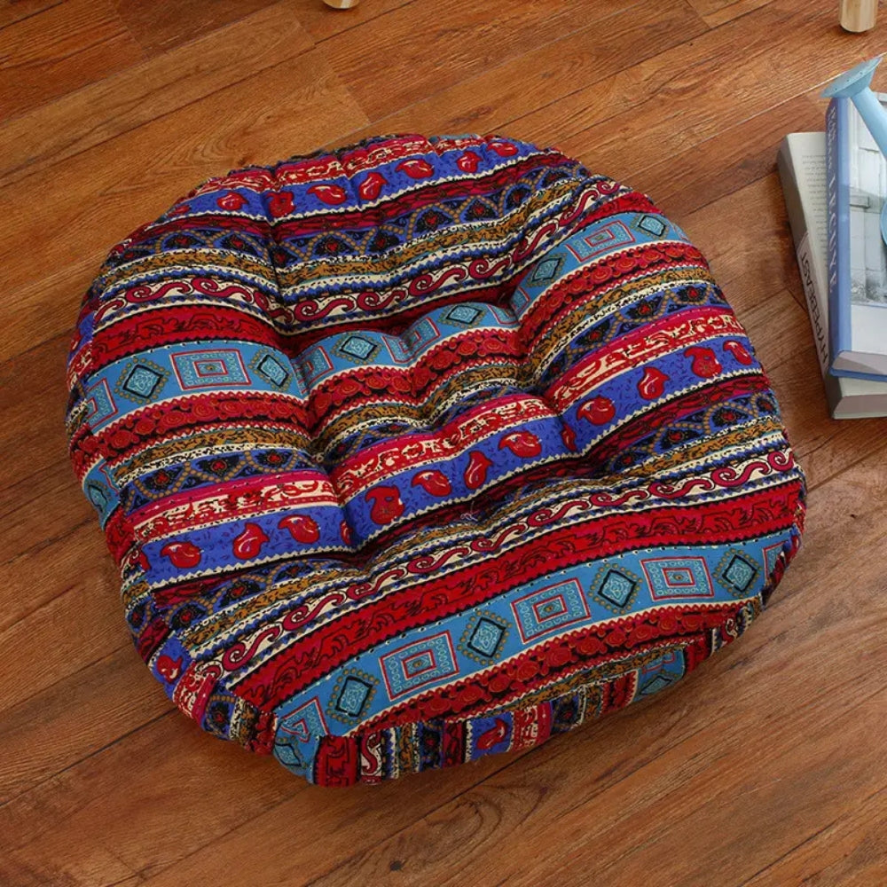 Rundes Boho-Kissen Mit Blumenmuster – Stilvolle Sitzgelegenheit Für Entspannung 6