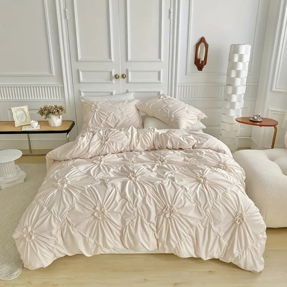 Rüschenblumen Bettbezug-Set – Eleganter Komfort für Ihr Schlafzimmer 0