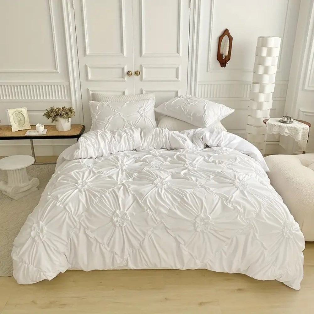 Rüschenblumen Bettbezug-Set – Eleganter Komfort für Ihr Schlafzimmer 1