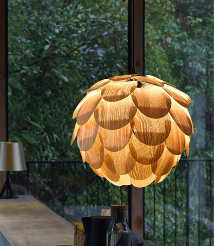 Rustikale Ananasförmige Hängelampe aus Holz – Einzigartiges Ambiente für Ihr Esszimmer 2