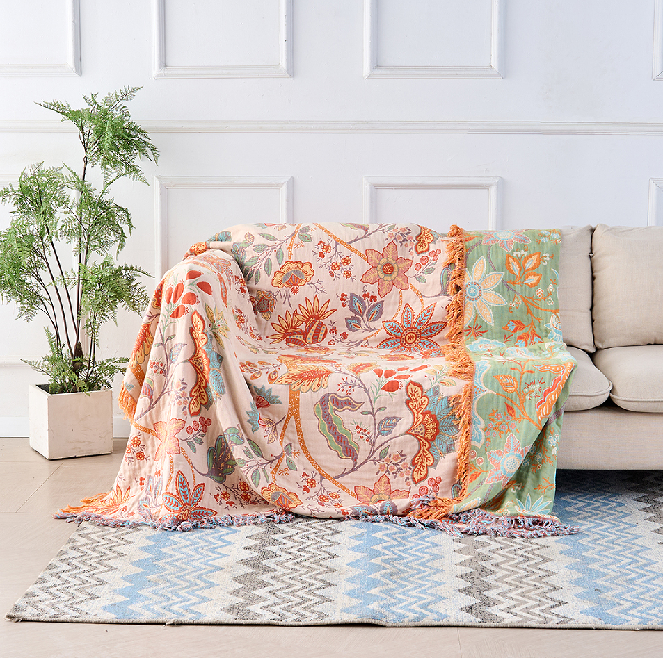 Rustikale Boho-Decke 100 % Baumwolle – Stilvolles Blumendesign Für Gemütliche Momente 1