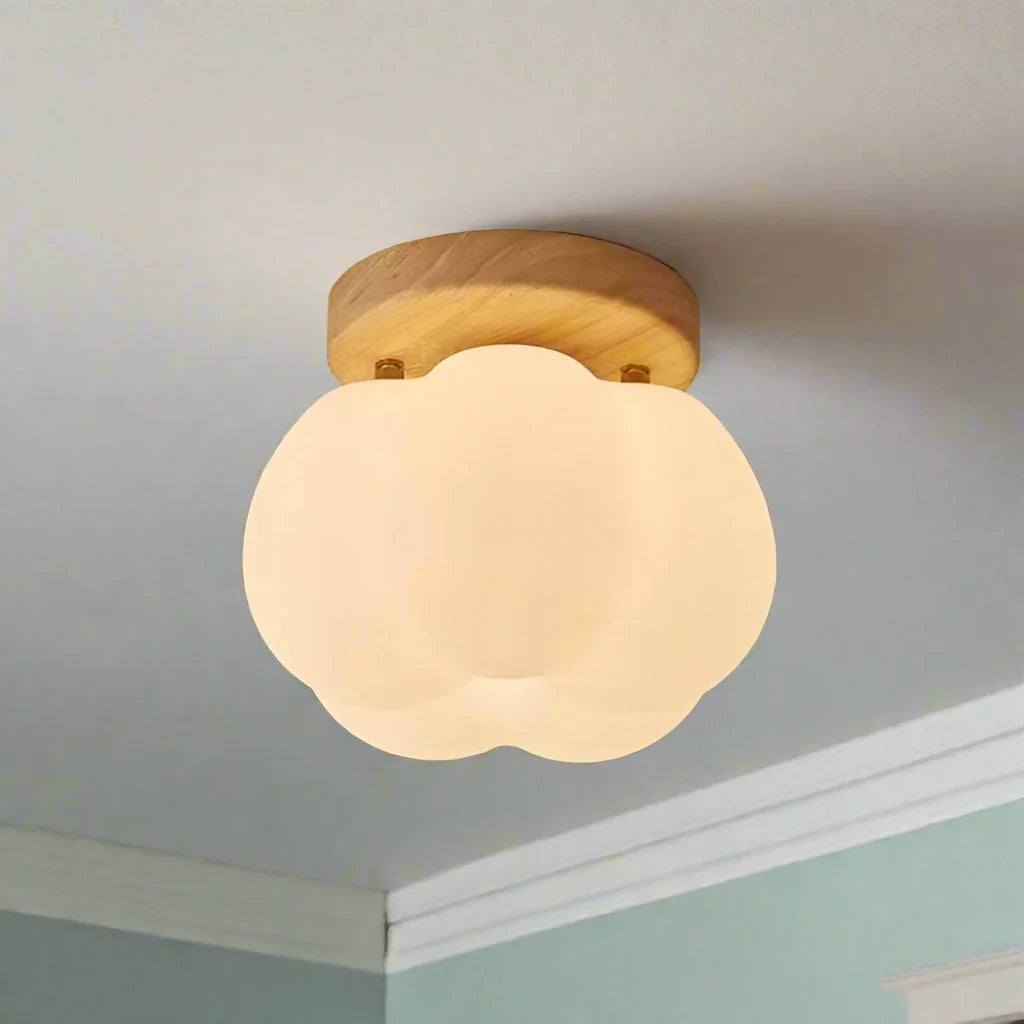 Rustikale Vintage-Deckenlampe Aus Glas Und Holz – Warmes Licht Für Gemütliche Räume 1