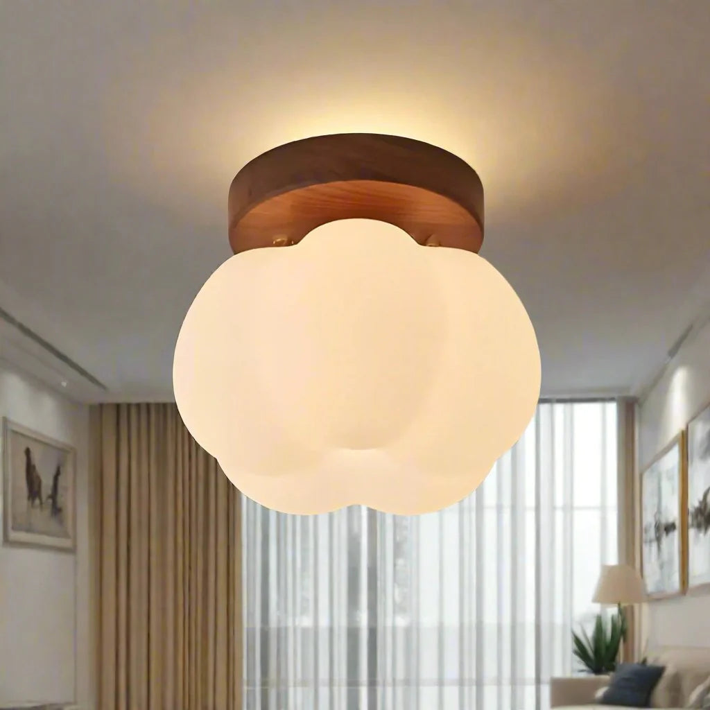 Rustikale Vintage-Deckenlampe Aus Glas Und Holz – Warmes Licht Für Gemütliche Räume 2