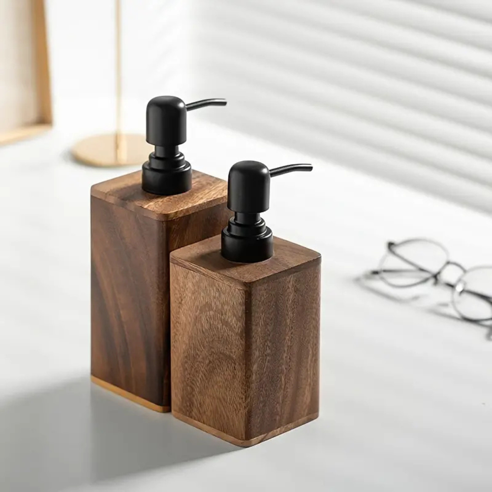 Rustikaler Seifenspender Aus Holz – Elegante Badezimmerdekoration Mit Natürlichem Charme 3