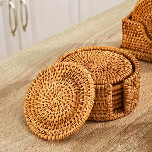 Rustikales Bambus-Rattan-Untersetzer-Set – Stilvolle Eleganz für Ihr Zuhause 0