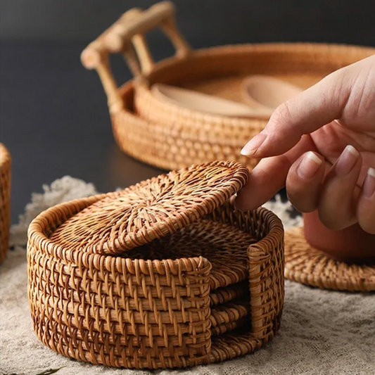 Rustikales Bambus-Rattan-Untersetzer-Set – Stilvolle Eleganz für Ihr Zuhause 1