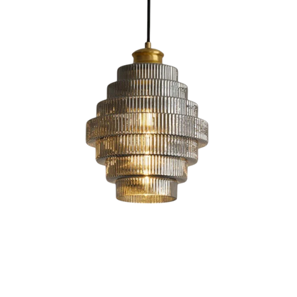 Hängeleuchte Glasrippe Retro – Warmer Lichtschein in Stufenform