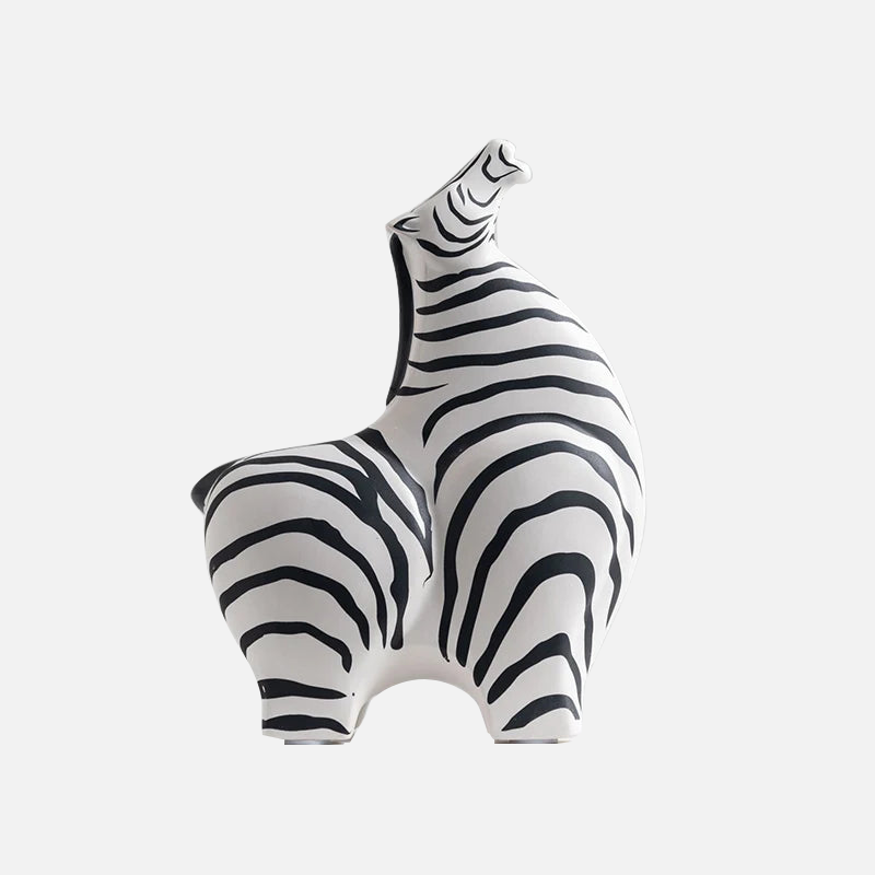 Safari Keramikskulptur Zebra – Verspielt Elegantes Wohnaccessoire 0