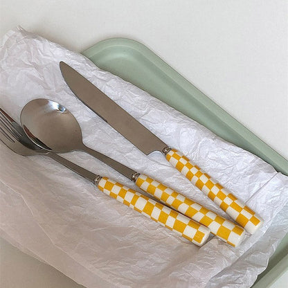 Schachbrett Edelstahlbesteck Set – Elegantes Design Für Schachliebhaber 0