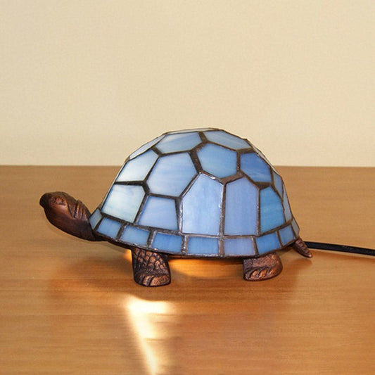 Schildkrötenblaue Glas-Nachttischleuchte – Mediterranes Licht für Ihr Schlafzimmer 0