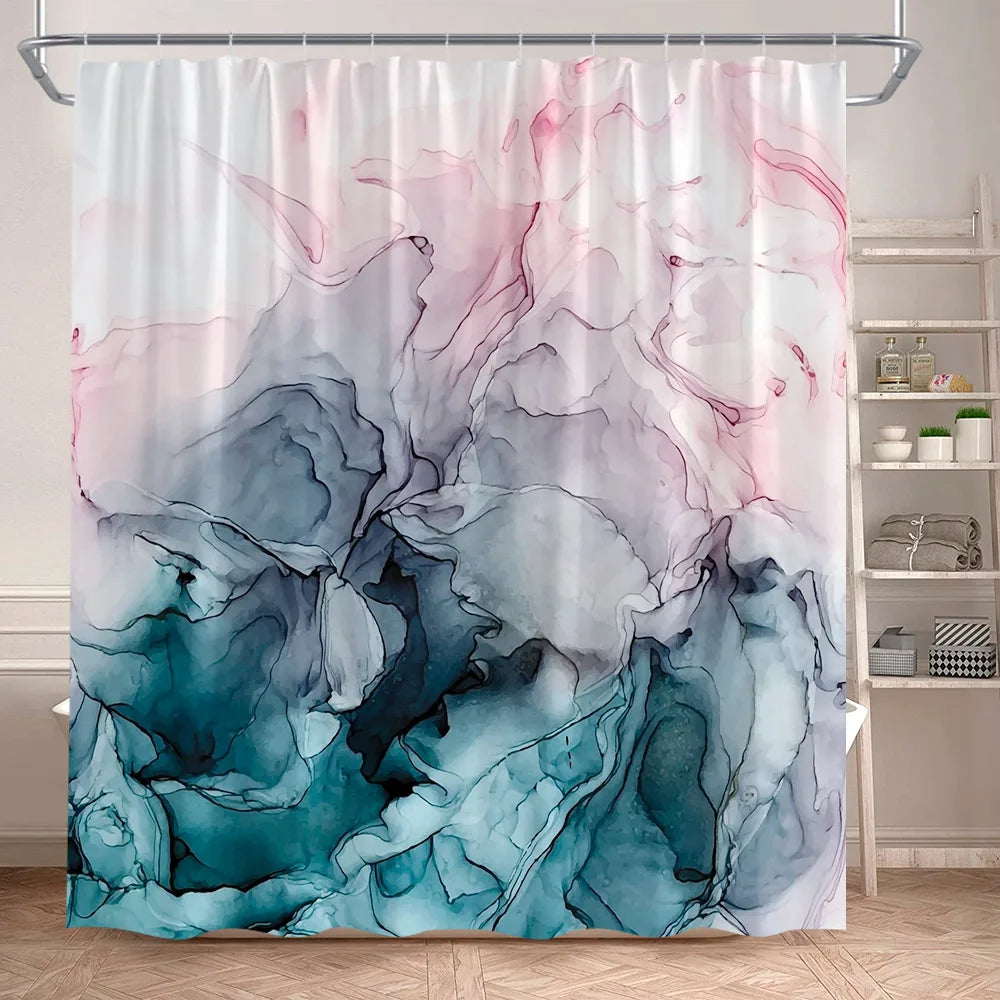 Schwarz-Weißer Marmor Duschvorhang-Set – Elegantes Badezimmer-Dekor für Stil 11