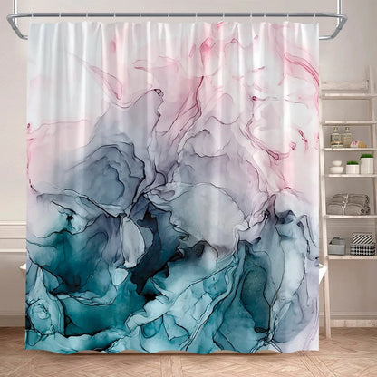 Schwarz-Weißer Marmor Duschvorhang-Set – Elegantes Badezimmer-Dekor für Stil 11