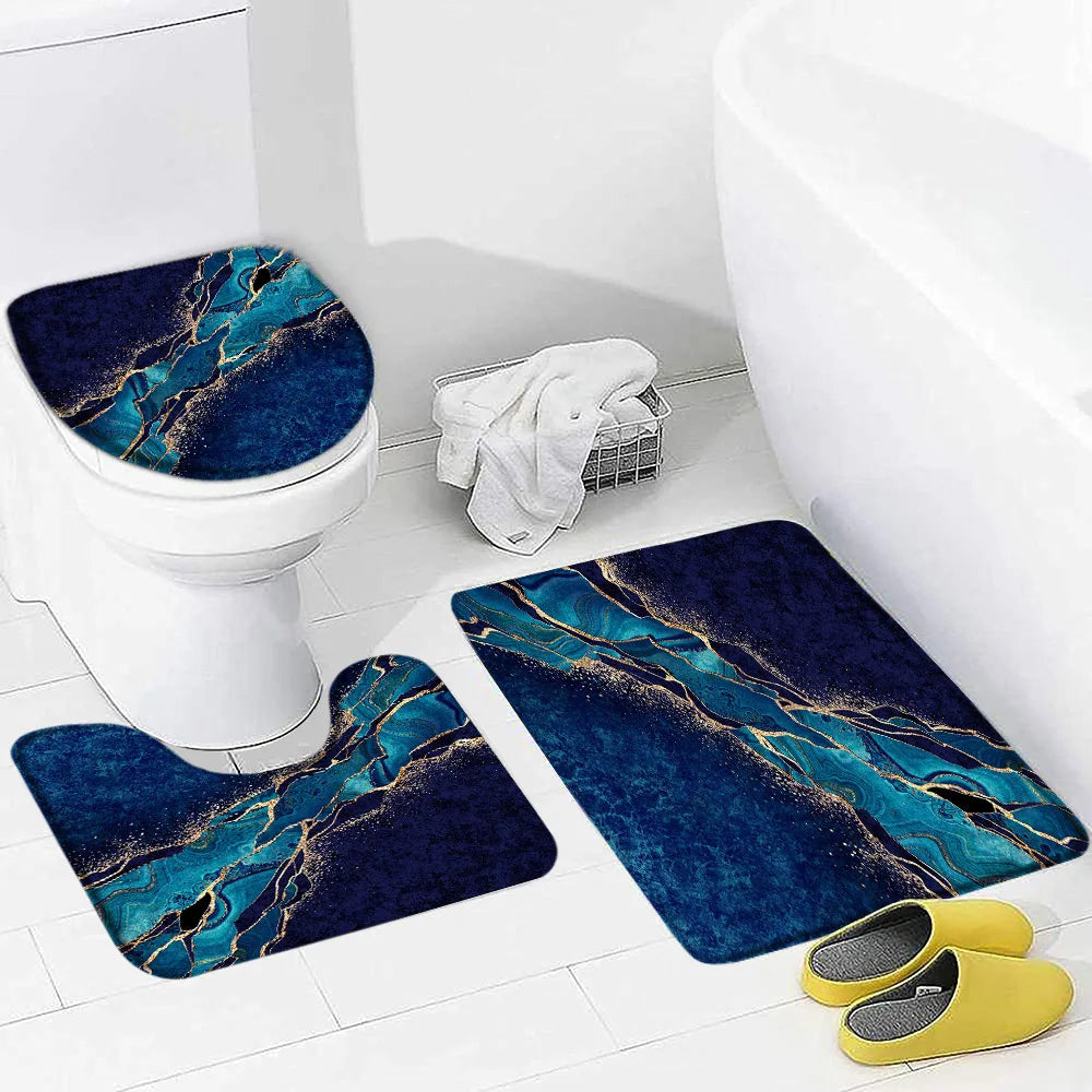 Schwarz-Weißer Marmor Duschvorhang-Set – Elegantes Badezimmer-Dekor für Stil 12