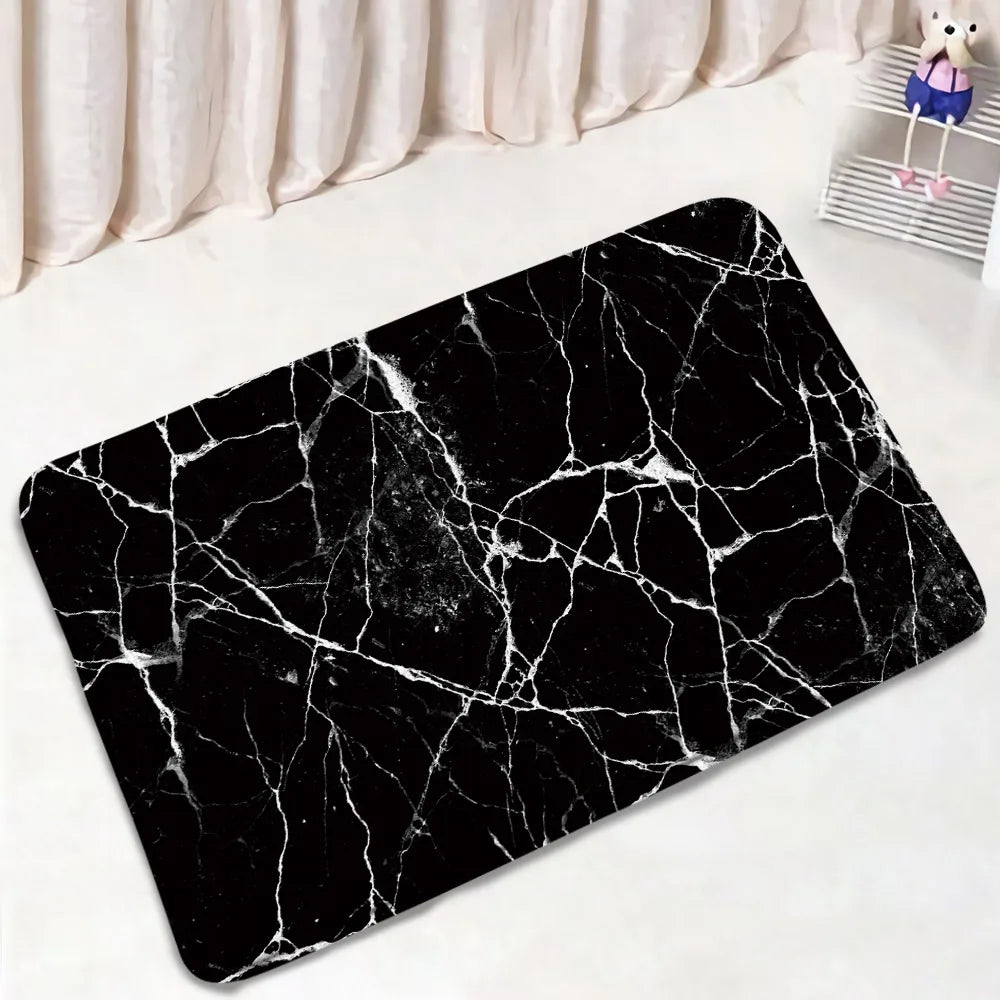 Schwarz-Weißer Marmor Duschvorhang-Set – Elegantes Badezimmer-Dekor für Stil 21