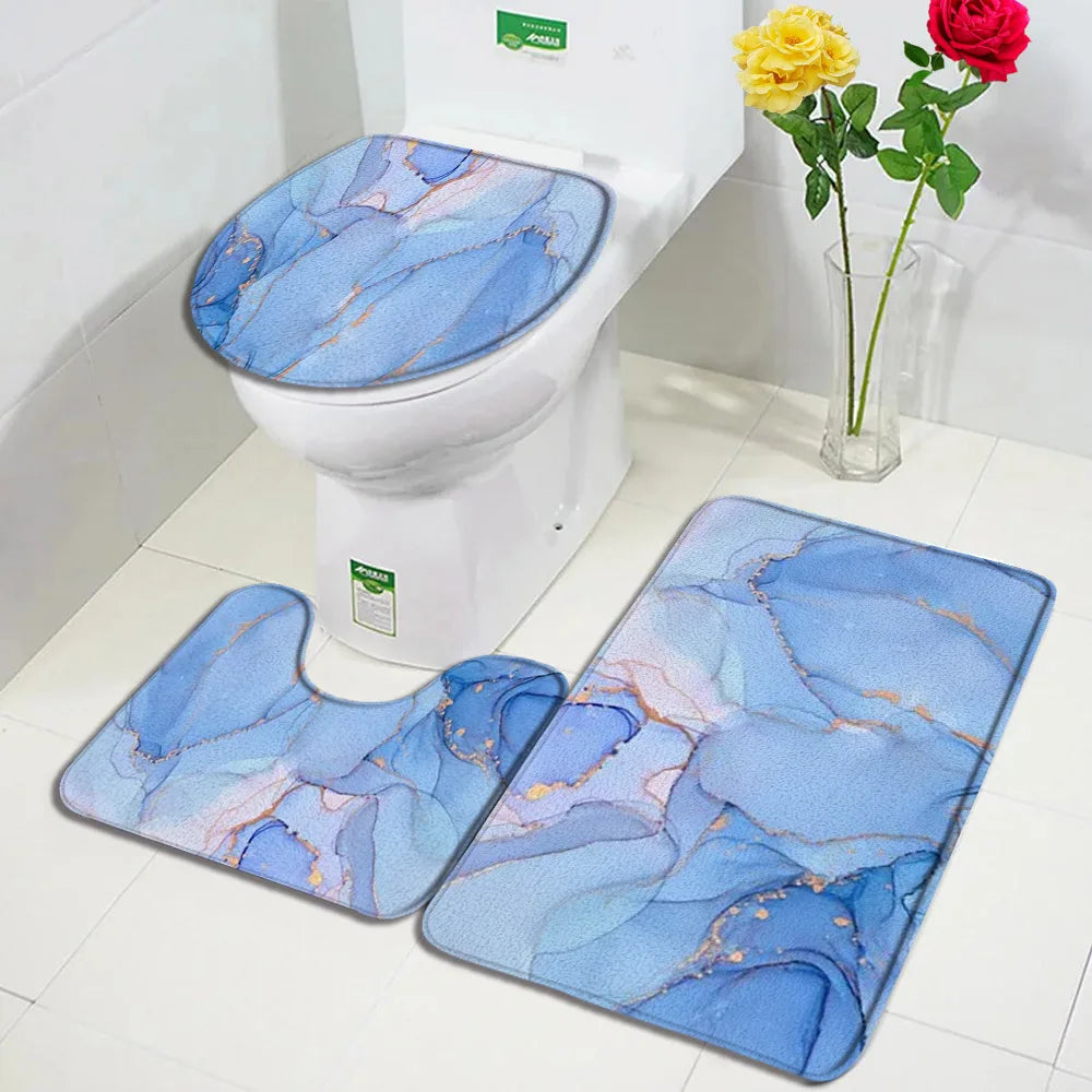 Schwarz-Weißer Marmor Duschvorhang-Set – Elegantes Badezimmer-Dekor für Stil 23