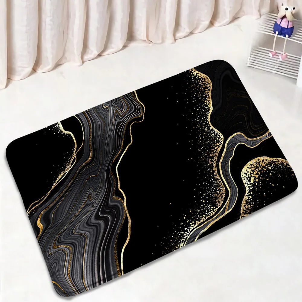 Schwarz-Weißer Marmor Duschvorhang-Set – Elegantes Badezimmer-Dekor für Stil 26