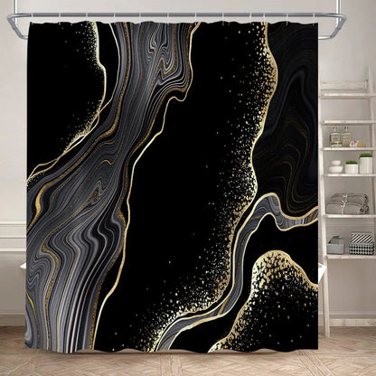 Schwarz-Weißer Marmor Duschvorhang-Set – Elegantes Badezimmer-Dekor für Stil 38