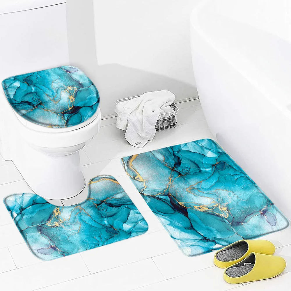 Schwarz-Weißer Marmor Duschvorhang-Set – Elegantes Badezimmer-Dekor für Stil 9
