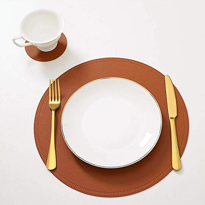 SophistiMat Braunes Leder Tischset Set – Stilvolle Eleganz Für Ihren Essbereich 2
