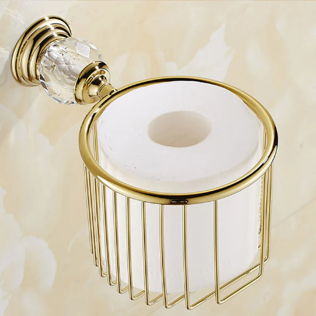 Toilettenpapierhalter Aus Goldenem Kristall – Luxuriöse Badezimmerakzente 0
