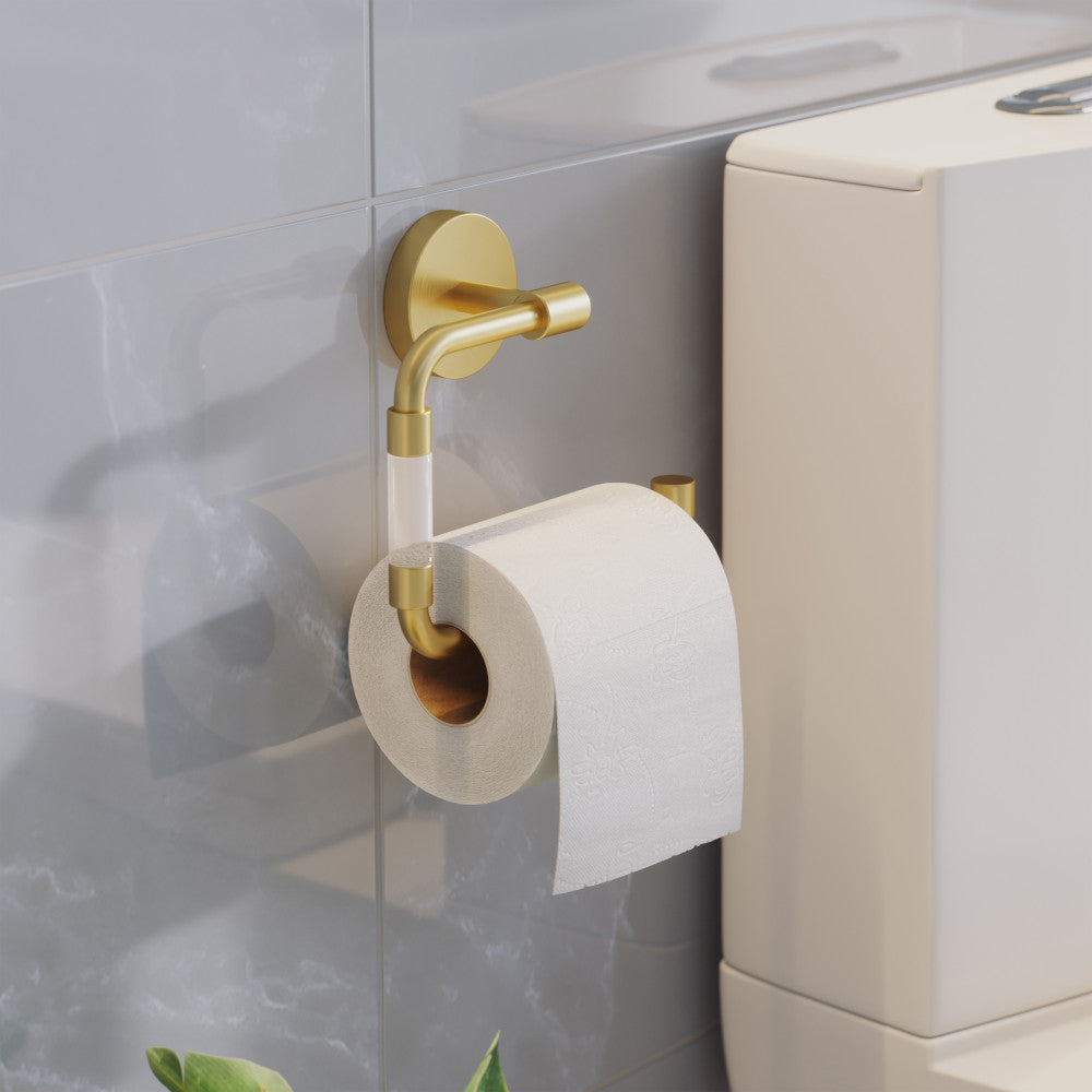 Toilettenpapierhalter Aus Verre-Acryl – Stilvolles Badezimmer-Accessoire In Gebürstetem Gold 0