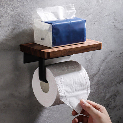 Toilettenpapierhalter Mit Walnussholzregal – Elegante Aufbewahrung Für Ihr Badezimmer 2