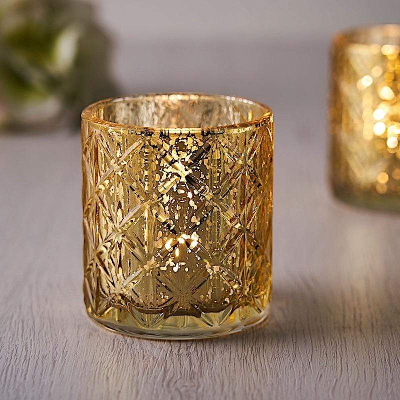 Votivkerzenhalter Aus Quecksilberglas – Geometrisches Design Für Elegante Akzente 0