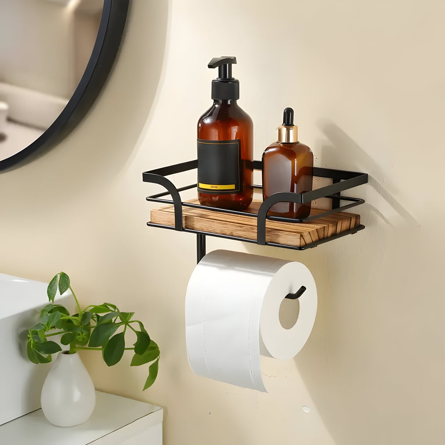 Wandregal Holz Mit Papierhalter – Elegante Lösung Für Ihr Badezimmer 2