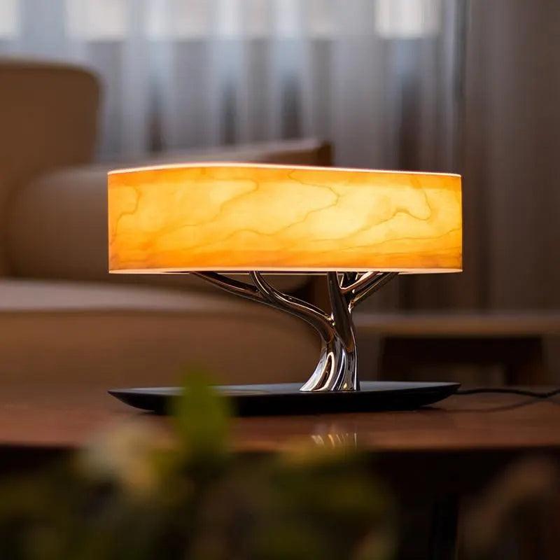 **Zeitgenössische Tischlampe aus Glas** – Elegante Beleuchtung mit kabelloser Ladefunktion 0