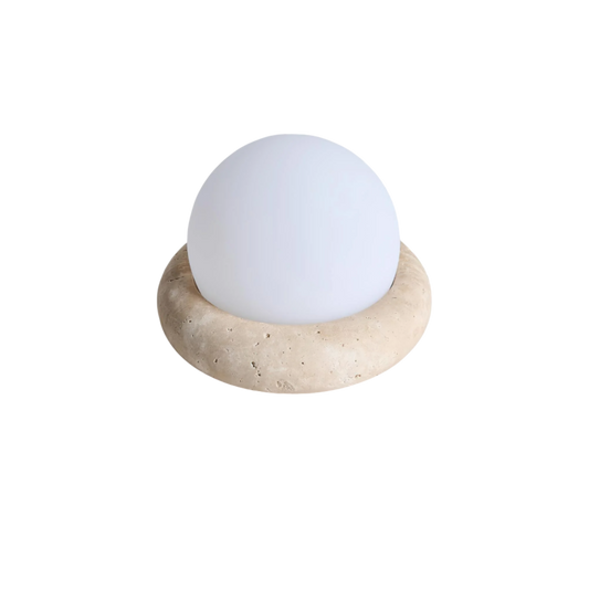 Minimalistische Tischlampe Naturstein – Sanfte Lichtkugel