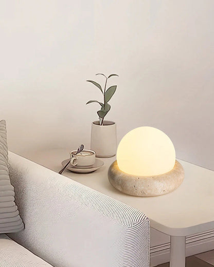 Minimalistische Tischlampe Naturstein – Sanfte Lichtkugel
